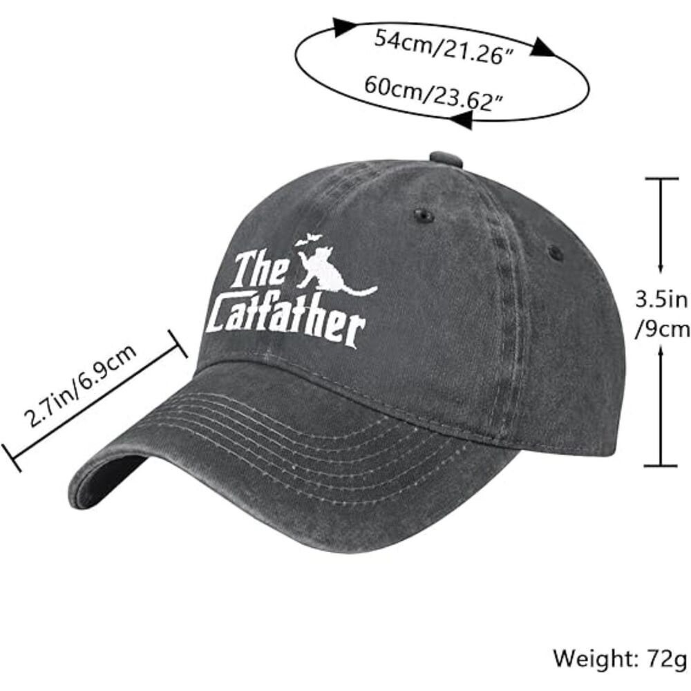 Unisex Black 100% Cotton Cat Dad Embroidery Adjustable Classic Baseball Caps - Picture 2 of 3